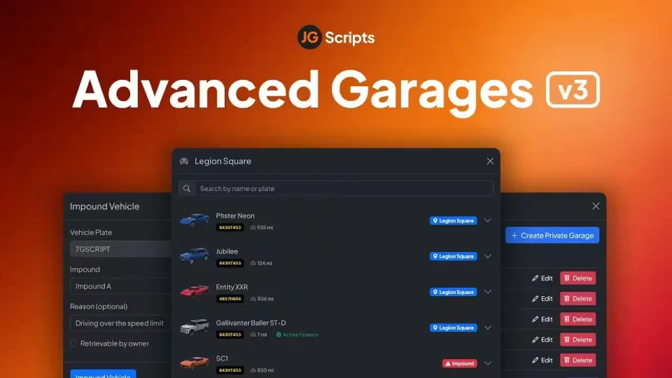 QBCore Garage and Impound System by JG Scripts